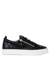 schwarze Leder niedrige Sneakers von Giuseppe Zanotti