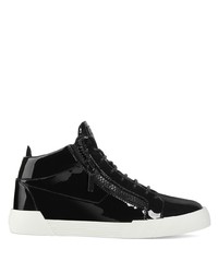 schwarze Leder niedrige Sneakers von Giuseppe Zanotti