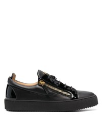 schwarze Leder niedrige Sneakers von Giuseppe Zanotti