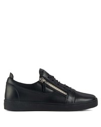 schwarze Leder niedrige Sneakers von Giuseppe Zanotti