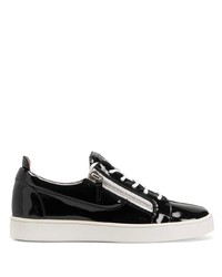 schwarze Leder niedrige Sneakers von Giuseppe Zanotti