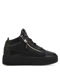 schwarze Leder niedrige Sneakers von Giuseppe Zanotti