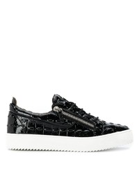 schwarze Leder niedrige Sneakers von Giuseppe Zanotti