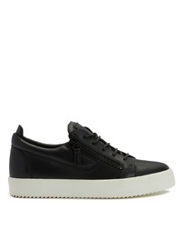 schwarze Leder niedrige Sneakers von Giuseppe Zanotti