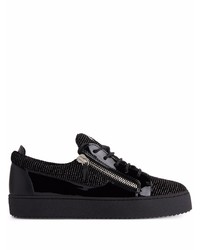 schwarze Leder niedrige Sneakers von Giuseppe Zanotti