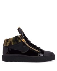 schwarze Leder niedrige Sneakers von Giuseppe Zanotti