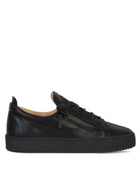 schwarze Leder niedrige Sneakers von Giuseppe Zanotti