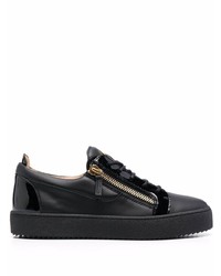 schwarze Leder niedrige Sneakers von Giuseppe Zanotti