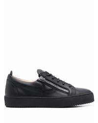 schwarze Leder niedrige Sneakers von Giuseppe Zanotti