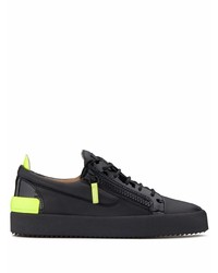 schwarze Leder niedrige Sneakers von Giuseppe Zanotti