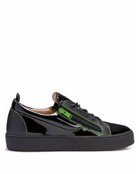 schwarze Leder niedrige Sneakers von Giuseppe Zanotti