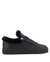 schwarze Leder niedrige Sneakers von Giuseppe Zanotti