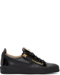 schwarze Leder niedrige Sneakers von Giuseppe Zanotti