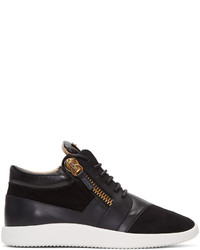 schwarze Leder niedrige Sneakers von Giuseppe Zanotti