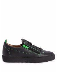 schwarze Leder niedrige Sneakers von Giuseppe Zanotti