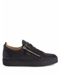 schwarze Leder niedrige Sneakers von Giuseppe Zanotti