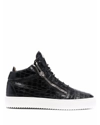 schwarze Leder niedrige Sneakers von Giuseppe Zanotti