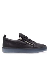 schwarze Leder niedrige Sneakers von Giuseppe Zanotti