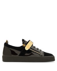 schwarze Leder niedrige Sneakers von Giuseppe Zanotti