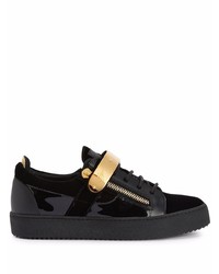 schwarze Leder niedrige Sneakers von Giuseppe Zanotti