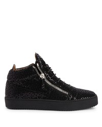 schwarze Leder niedrige Sneakers von Giuseppe Zanotti