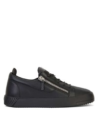 schwarze Leder niedrige Sneakers von Giuseppe Zanotti