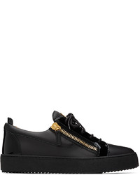 schwarze Leder niedrige Sneakers von Giuseppe Zanotti