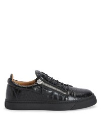 schwarze Leder niedrige Sneakers von Giuseppe Zanotti