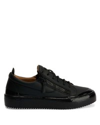 schwarze Leder niedrige Sneakers von Giuseppe Zanotti