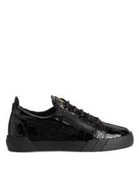 schwarze Leder niedrige Sneakers von Giuseppe Zanotti