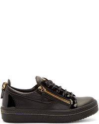 schwarze Leder niedrige Sneakers von Giuseppe Zanotti