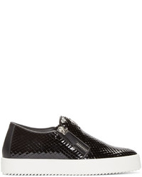 schwarze Leder niedrige Sneakers von Giuseppe Zanotti