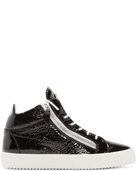 schwarze Leder niedrige Sneakers von Giuseppe Zanotti