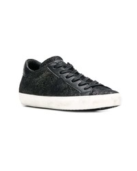 schwarze Leder niedrige Sneakers von Philippe Model