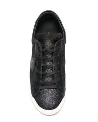 schwarze Leder niedrige Sneakers von Philippe Model