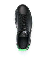 schwarze Leder niedrige Sneakers von Versace