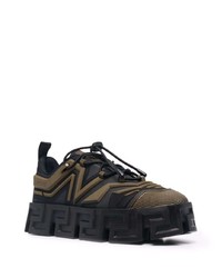 schwarze Leder niedrige Sneakers von Versace