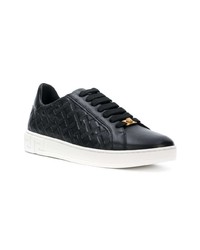 schwarze Leder niedrige Sneakers von Versace