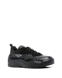 schwarze Leder niedrige Sneakers von Valentino Garavani