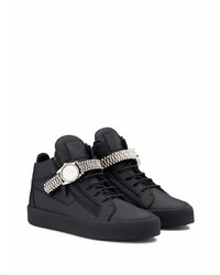 schwarze Leder niedrige Sneakers von Giuseppe Zanotti