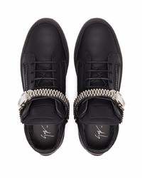 schwarze Leder niedrige Sneakers von Giuseppe Zanotti