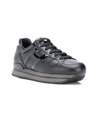 schwarze Leder niedrige Sneakers von Hogan