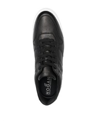 schwarze Leder niedrige Sneakers von Hogan