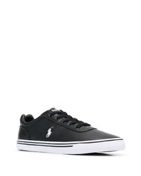 schwarze Leder niedrige Sneakers von Polo Ralph Lauren