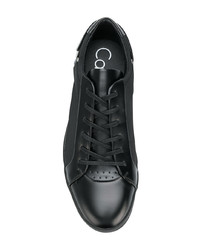 schwarze Leder niedrige Sneakers von Calvin Klein 205W39nyc