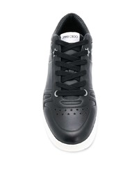 schwarze Leder niedrige Sneakers von Jimmy Choo