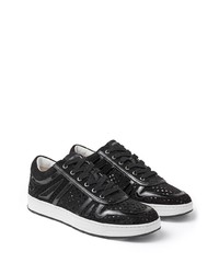 schwarze Leder niedrige Sneakers von Jimmy Choo