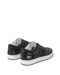 schwarze Leder niedrige Sneakers von Jimmy Choo