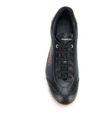 schwarze Leder niedrige Sneakers von Ermenegildo Zegna