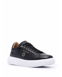 schwarze Leder niedrige Sneakers von Philipp Plein